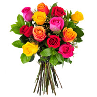 Online New Year Flower Delivery in Mumbai including Mixed Roses Bouquet 12 Flowers to Mumbai