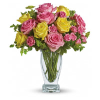 Flowers to Mumbai : Pink and Yellow Roses