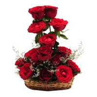 Online gift of Red Roses Basket 12 Flowers to Mumbai, Send Rakhi to Mumbai