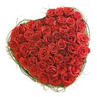 Deliver Red Roses Heart Arrangement 75 Flowers in Mumbai for Rakhi