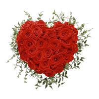 Send Friendship Day Flowers. Red Roses Heart Arrangement 40 Flowers