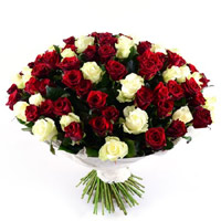 Red White Roses Bouquet 100 Flowers to Mumbai. Flowers in Mumbai