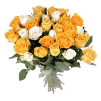 Christmas Flowers in Mumbai comprising Orange White Roses Bouquet 35 Flowers to Mumbai