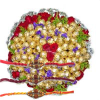 Send Rakhi Gift of 20 Red Roses and 80 Pcs Ferrero Rocher Bouquet in Mumbai