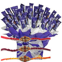 Deliver Dairy Milk Chocolate Bouquet 32 Chocolates and Rakhi to Mumbai