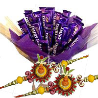 Place Order for Rakhi and Dairy Milk Chocolate Bouquet of 24 Rakhi Chocolates in Mumbai